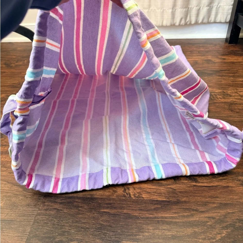Pottery Barn Kids Purple Rainbow Striped Laundry Liner w/Drawstring Ties EUC